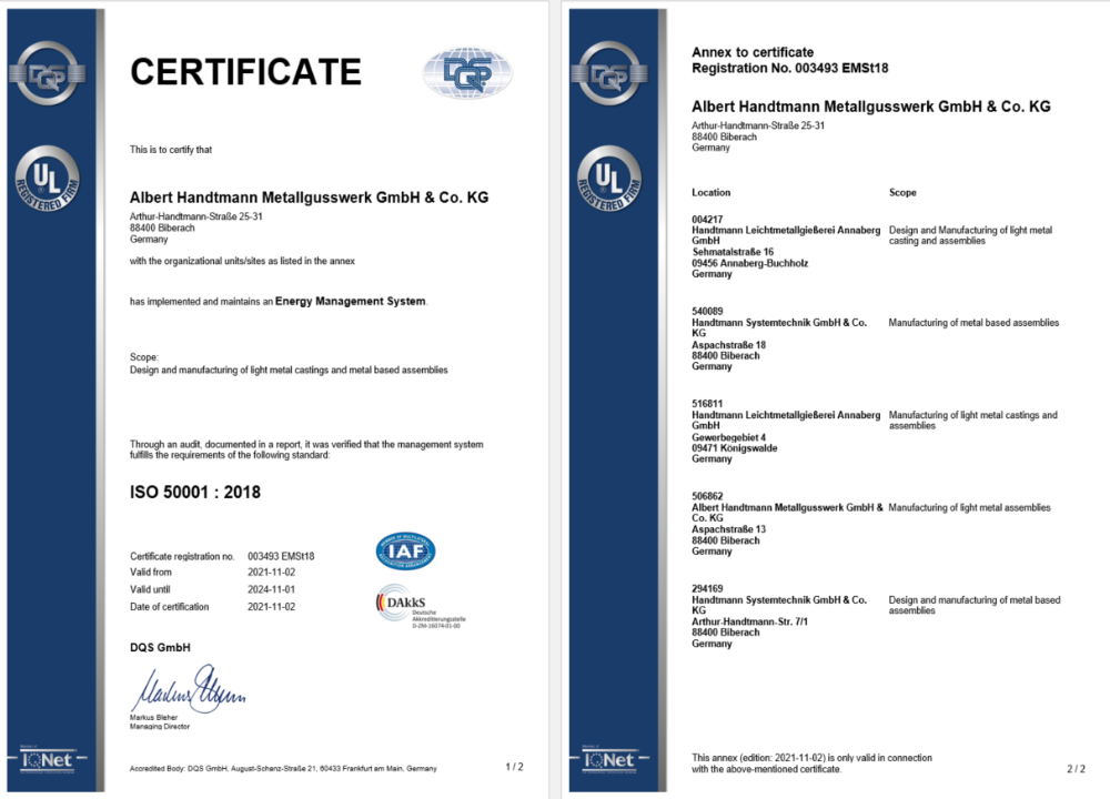 Germany DQS certificate of registration Word and PDF template